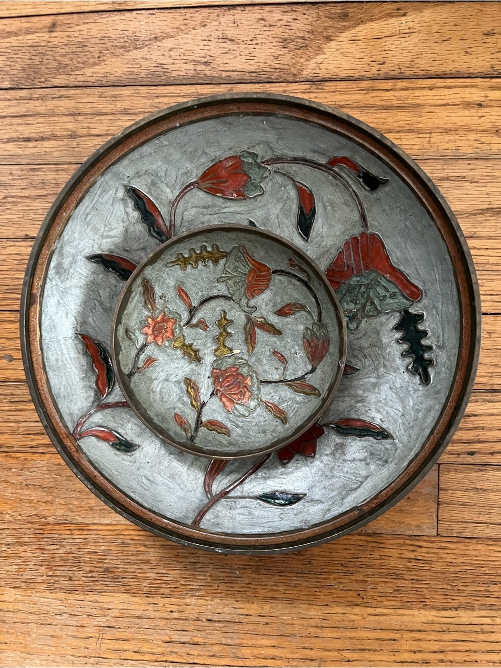 Vintage Solid Brass Enamel Clonaise Bowl Set Home Decor Made in India Home Decor
